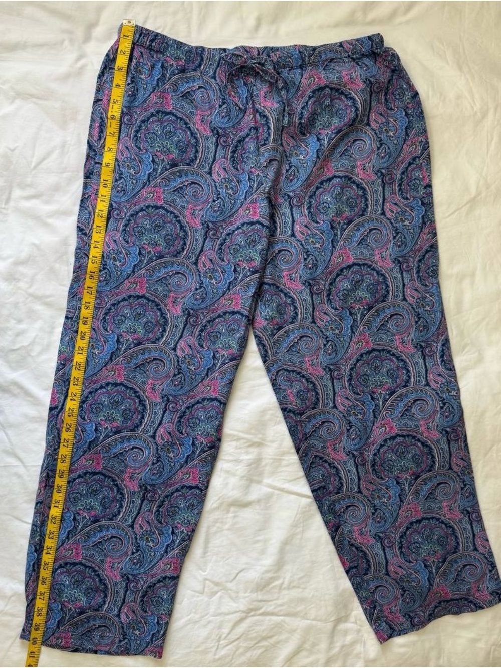 Ralph Lauren Pajamas 2-Piece Set Womens SZ XL Paisley Navy Pink EUC - Picture 10 of 13